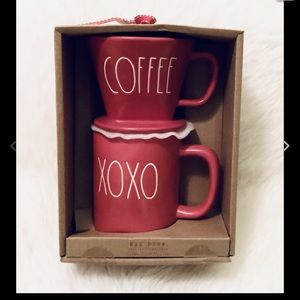 NIB RAE DUNN Coffee Drip & Mug Set Coffee Drip Cone with Coffee Mug XOXO